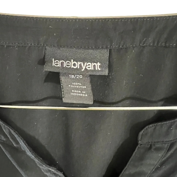 Lane Bryant Black Button Up Blouse Size 18 20 Long Roll Tab Sleeves Pockets Top - Picture 6 of 6